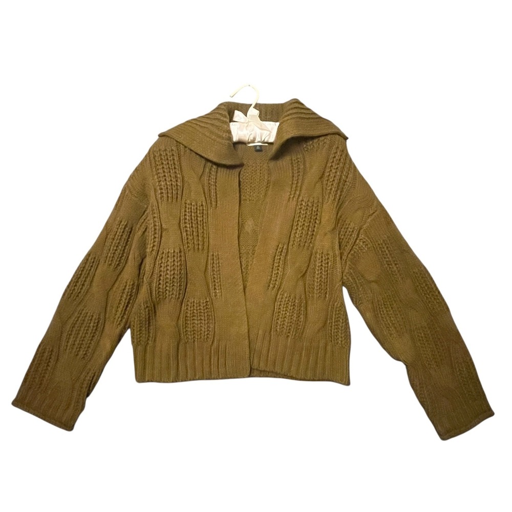 Universal Thread Chunky Cable Knit Open Cardigan Olive Green Sweater Womens XS